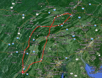 Google Map satellite view of route